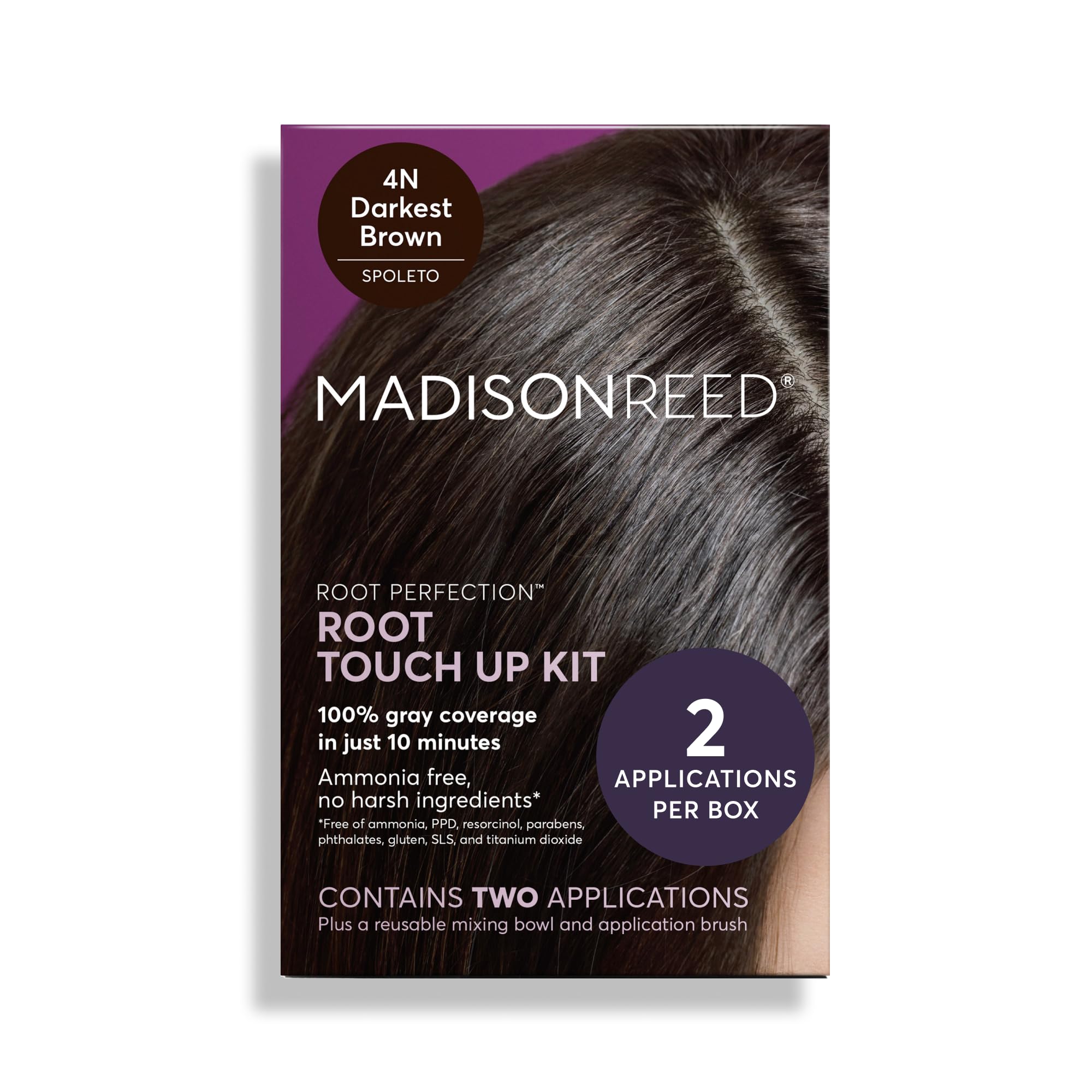 Madison Reed Root Perfection Permanent Root Touch Up, Darkest Brown 4N Spoleto, 10 Minutes for 100% Gray Root Coverage, Ammonia-Free Hair Dye, Two Applications