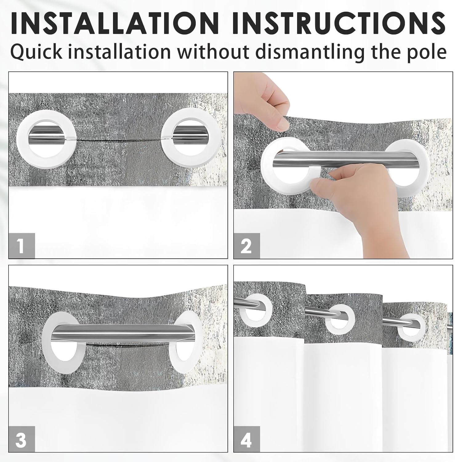 No Hook Blue Grey Painting Shower Curtain with Snap in Fabric Liner Set, Turtle Summer Underwater Animal Double Layers Waterproof with See Through Top Bath Curtain 71x74 Inch
