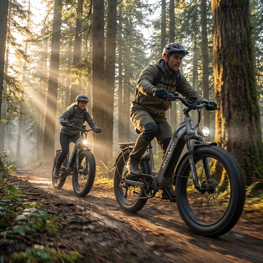 MEELOD Electric Bike for Adults, 1500W Peak Motor, 24" Fat Tire Ebike, 48V 18AH Removable Battery, 7-Speed, Low Step-Thru Electric Bicycle with LCD Display & LED Lights