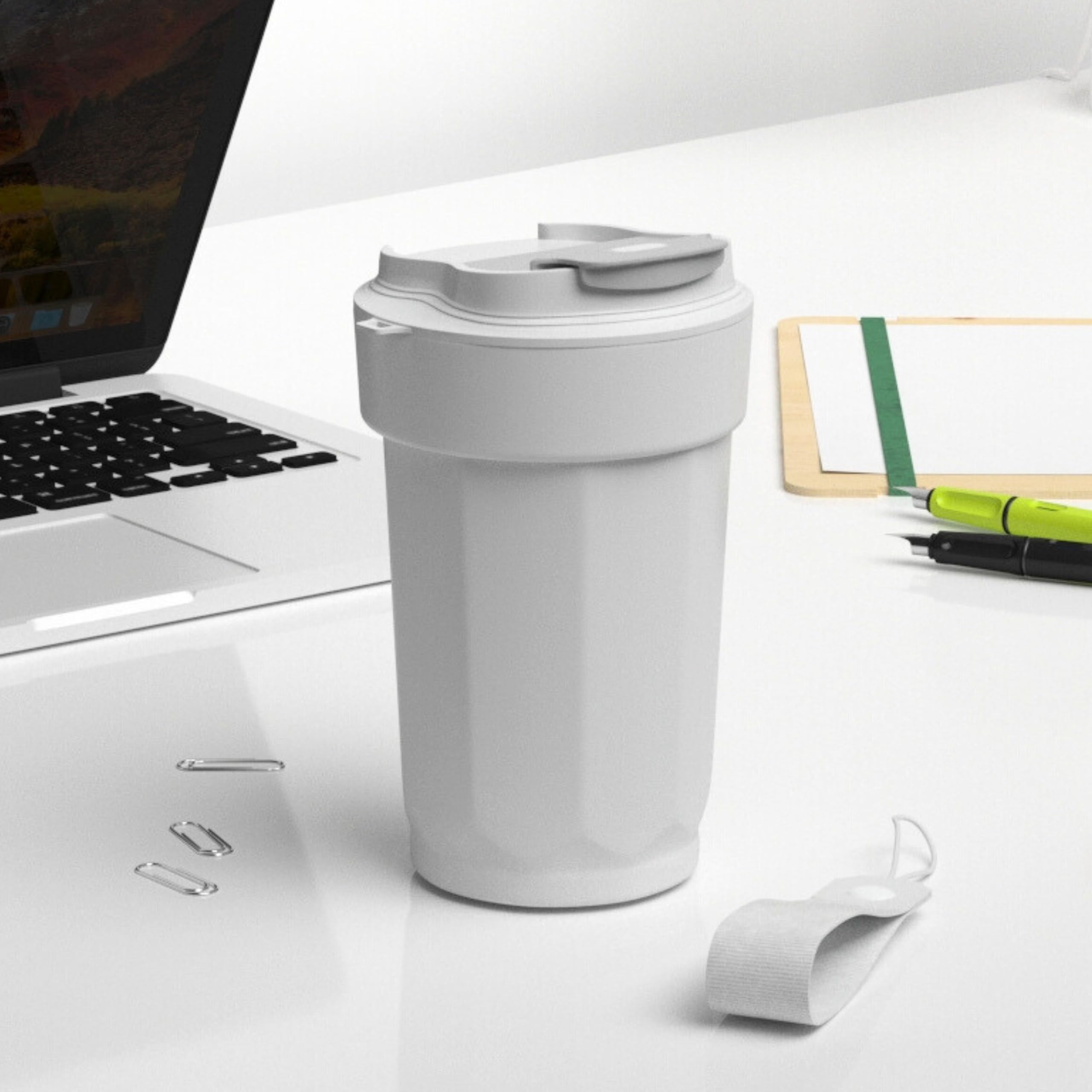 Castleite BrewCruise Travel Coffee Mug 6 & 8 Hours Hot & Cold 450ML Vacuum Insulated Stainless Steel Double Walled Sipper with Spill-Proof Flip Lid Design - Vogue Portable Companion (Vanilla White)