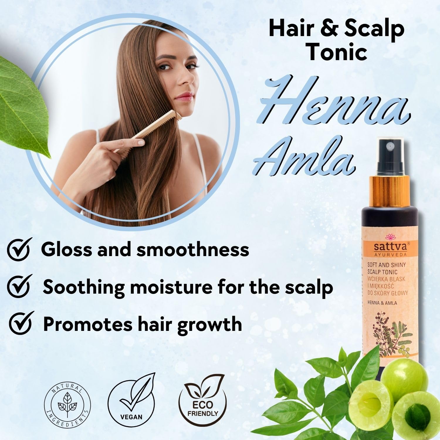 Sattva Hair & scalp tonic. Henna & amla 100ml, Beige, 100 ml (Pack of 1) - Image 3