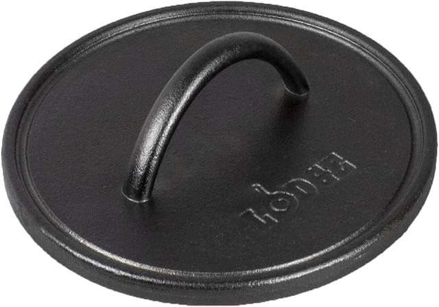 Lodge L8RFIP 8 Inch Seasoned Cast Iron Grill Press, Black