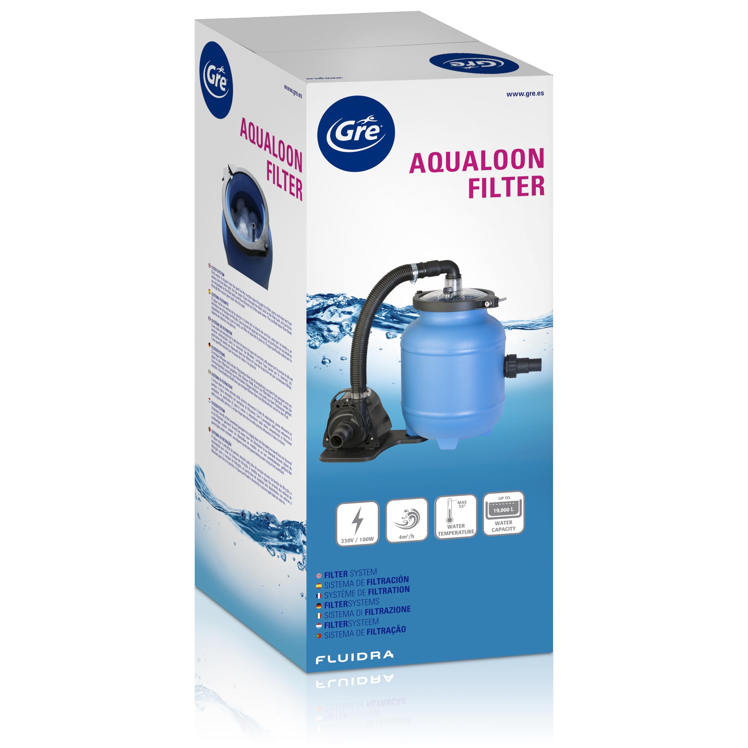 Gre FAQ200 - Filtro de Cartucho Aqualoon 4 m³/h para Piscinas Elevadas. Filtración Eficiente y Reutilizable