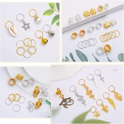 Miniatura 5 de Joyas para el cabello para trenzas Loc, joyería para rastas de cabello, accesorios de joyería de aluminio dorado y plateado para trenzas, decoración