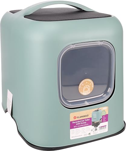 Flamingo Trudy Cat Litter Box 38.5 x 51 x 44.5 cm with Removable Lid with Handle and Litter Scoop Included…