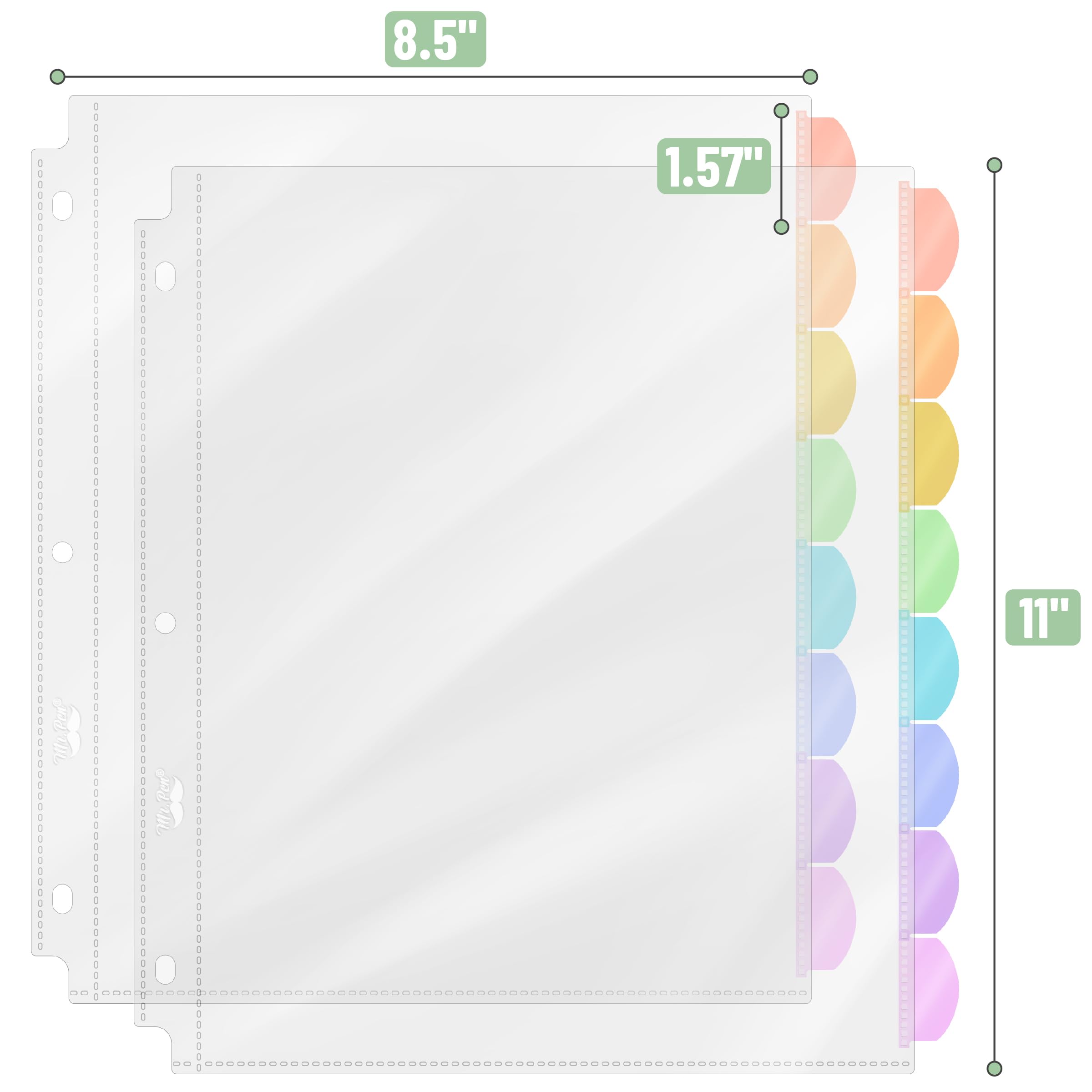 Mr. Pen- Clear Sheet Protectors with Tabs, 8 Tabs, 2 Sets, Clear Plastic Dividers for 3 Ring Binder - Image 3