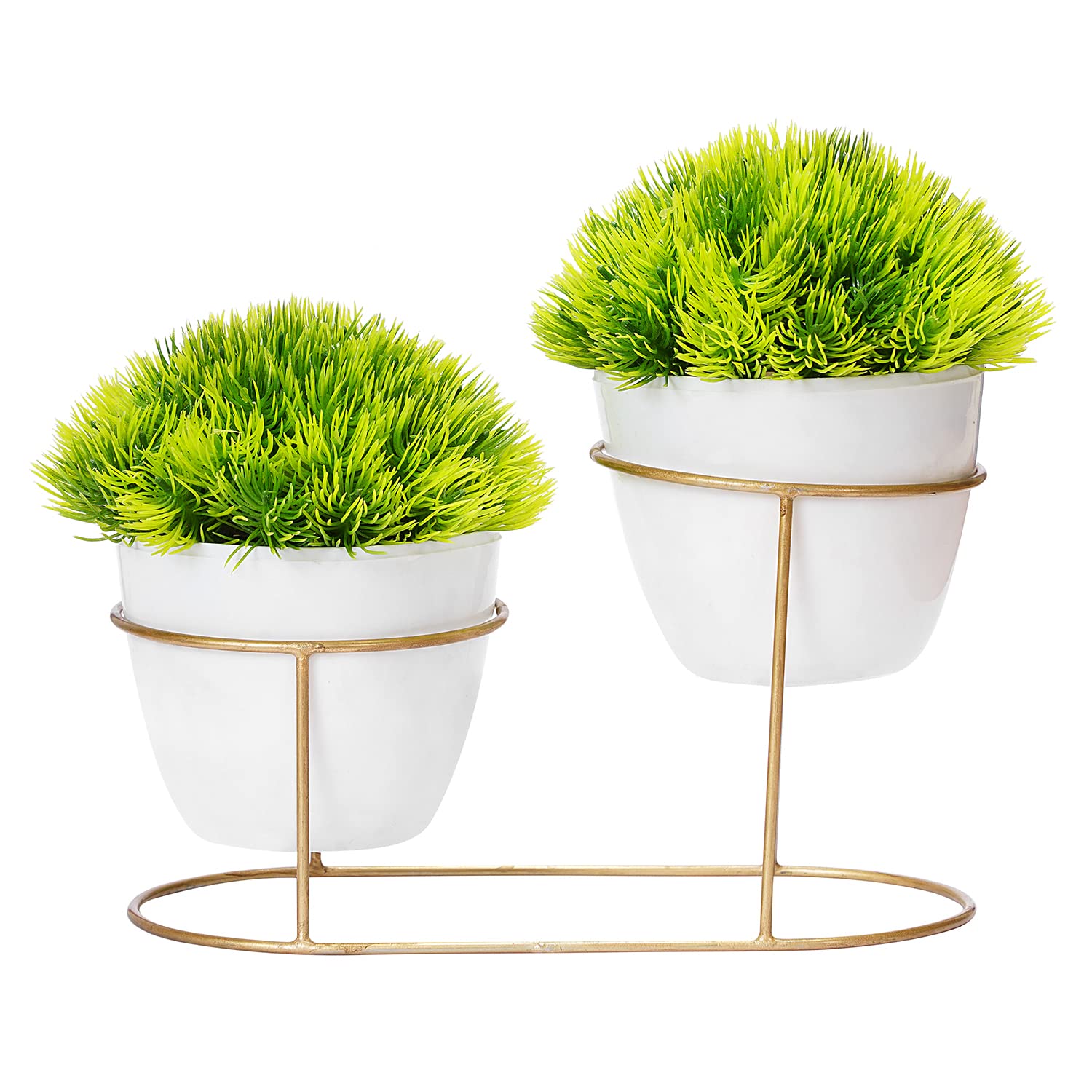Dekorly® Green Grass Artificial Wild Bonsai Plantsfor Home Decor and Gifting Artificial Plants for Outdoors | Without Metal Stand | Pack of 2