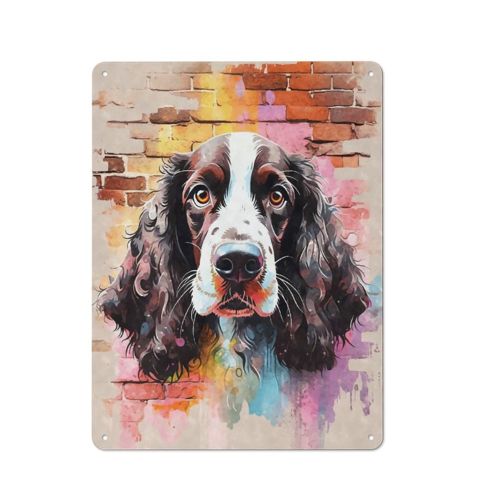Junmoney English Springer Spaniel Retro Metal Plaque 40X30cm For Guest Room Or Hallway, Housewarming Present For People Styling Guest Room And Hallway