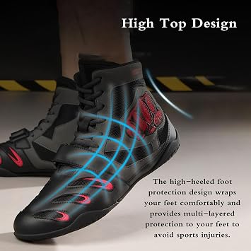 Boxing Shoes,Men's Wrestling Shoes Boots,Boxing Boots Mens Boys,Bodybuilding Shoes,Rubber Sole,Breathable Non-Slip,for Fighting Shoes Powerlifting Bodybuilding Boots Footwear.