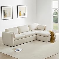 CHITA Oversized 112" Modular L-Shaped Sectional Sofa with Storage Ottoman - Linen Fabric, 4-Seat Living Room Couch