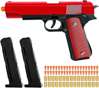 Soft Bullet Toy Gun - Semi-Automatic Mode, Realistic Shell Ejecting Toy Guns(Red)