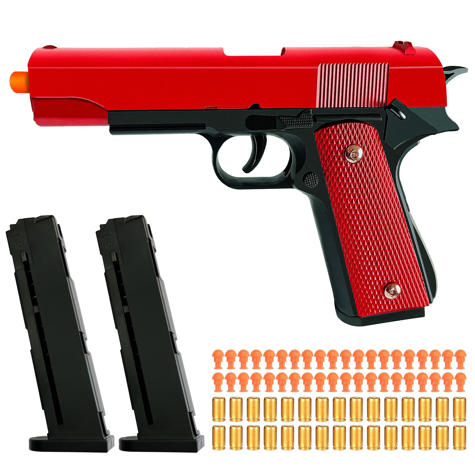 Soft Bullet Toy Gun - Semi-Automatic Mode, Realistic Shell Ejecting Toy Guns(Red)