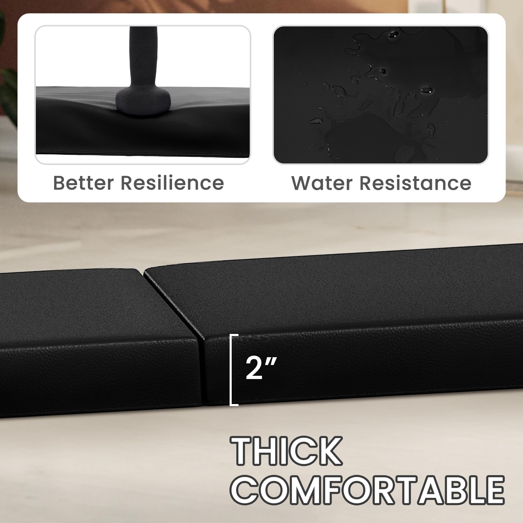 Fitvids Folding Exercise Gymnastics Mat for Tumbling, 2'x6'x2" Gym Workout Mat with Carrying Handles High-Density Anti-Tear Portable Fitness Aerobics Mats for Home Gym Yoga Pilates MMA Core Training, Multiple Colors