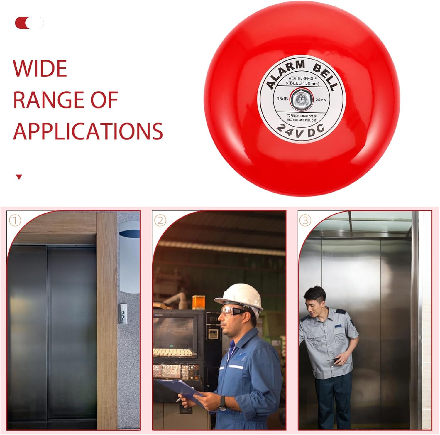 24v Fire Bell Electric Alarm Loud Ringing Industrial Strike Alarm for Elevators and Emergencies Easy Installation Durable Construction Versatile Use Safety Applications