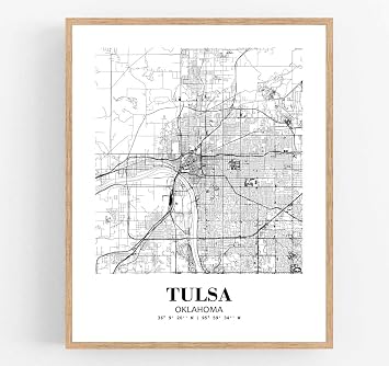 Eleville 8X10 Unframed Tulsa Oklahoma City View Abstract Road Modern Map Art Print Poster Wall Office Home Decor Minimalist Line Art Hometown Housewarming wgn522