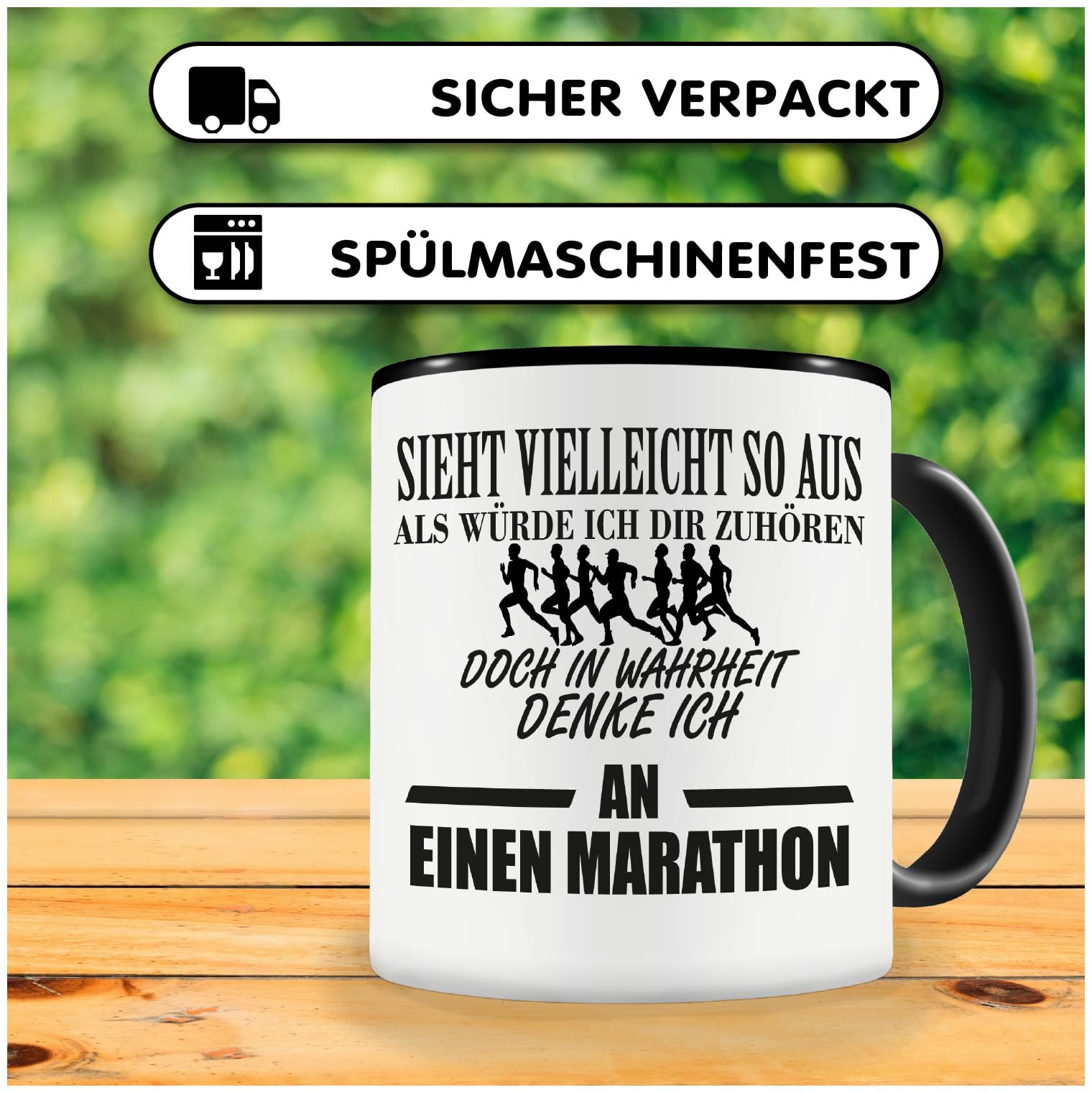 Läufer-Geschenk Tasse: 'Ich Hasse Es, Beim Joggen Geblitzt Zu Werden' - Witziger Kaffeebecher Für Jogger Und Marathon-Fans (Schwarz)