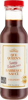 Que Queen’s Jammin’ Reduced Sugar BBQ Sauce - Habanero Flavor - 16 OZ | Barbecue Sauce For Chicken, Pork, Tofu, Wings, Fries, Meat, Vegetables, Pasta, Pizza, Burgers, And Sandwiches