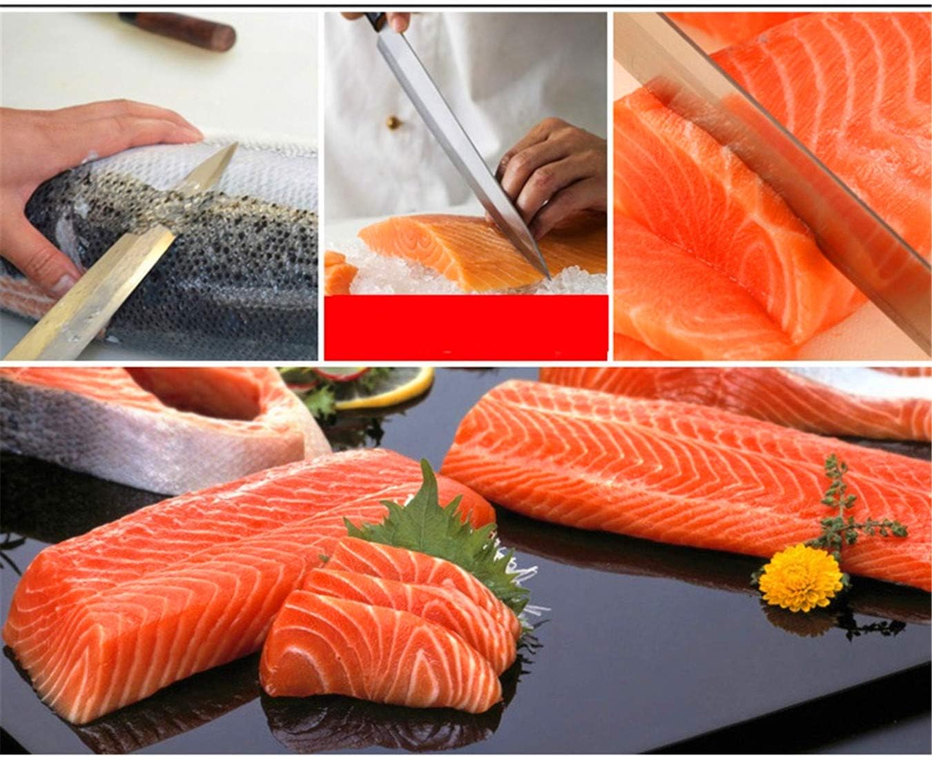 Waterboss,Japanese Sushi Chef Knife Salmon Knife Slicer Razor Sharp Sashimi Watermelon Knives, 5Cr15mov Stainless Steel Sashimi Yanagiba Knife, Maple Handle, 11.8inch (300mm)