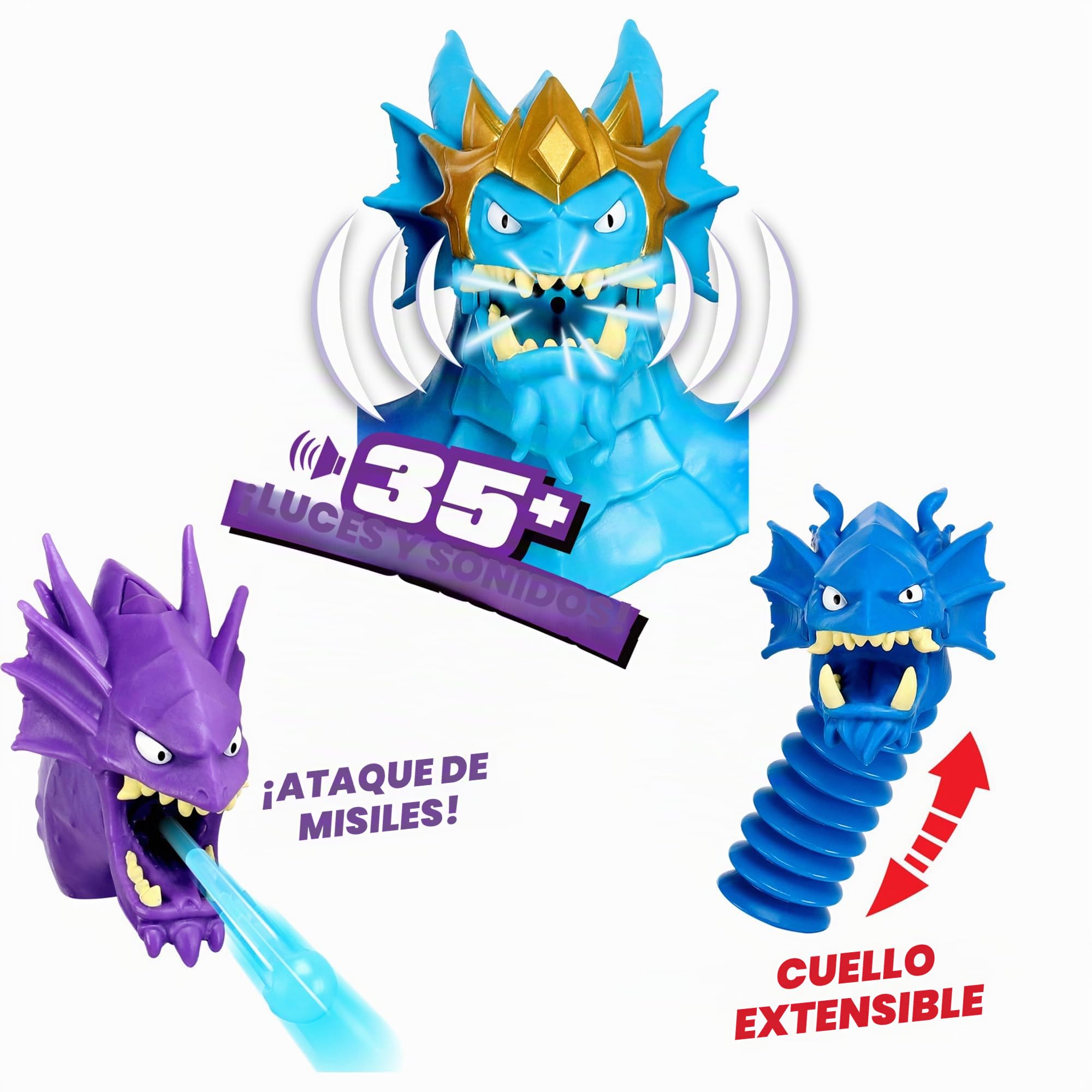Héroes de Goo JIT Zu - Figura de King Hydra del Deep Goo Sea con Triple Ataque 3 en 1 del Poder de Goo. ¡También emite Sonido de Batalla y luz!