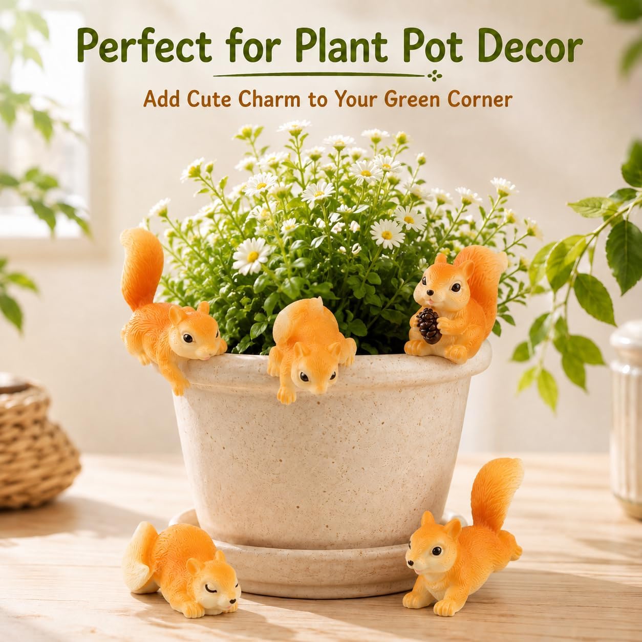 Yardwe 50 Pcs Mini Resin Squirrel Figurines, Bulk Tiny Animal Figures for Fairy Garden Accessories, Miniature Sculpture for Terrarium Decor, Cake Toppers, Succulent Pot Ornaments, Moss Landscape image 5