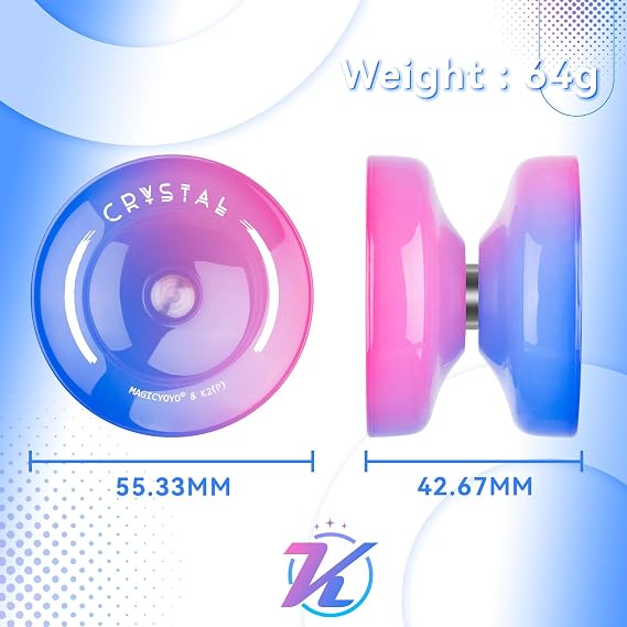 Magicyoyo K2 クリスタルヨーヨー 子供用 初心者向け レスポンシブ ヨーヨー 反応しないヨーヨーベアリング 交換用 プラスチック ヨーヨー プロフェッショナル ヨーヨー12弦 ヨーヨーケース ヨーヨーアクセサリーセット ブルーピンク