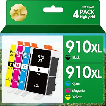 910 XL Ink Cartridges Combo Pack for HP Ink 910 XL Cartridges for HP Printers Work with Officejet Pro 8020 8028 8025 8035 Printer BCMY 4 Pack
