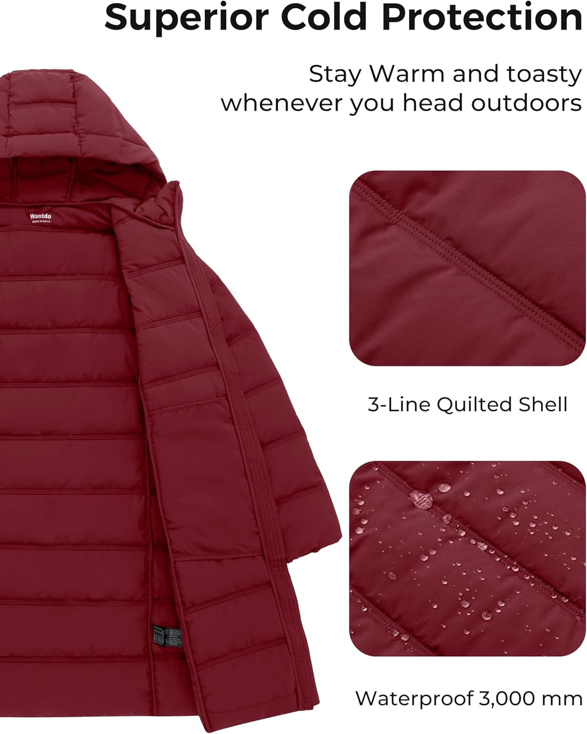 wantdo Women's Winter Puffer Coat Lightweight Warm Jacket with Hood - Image 6
