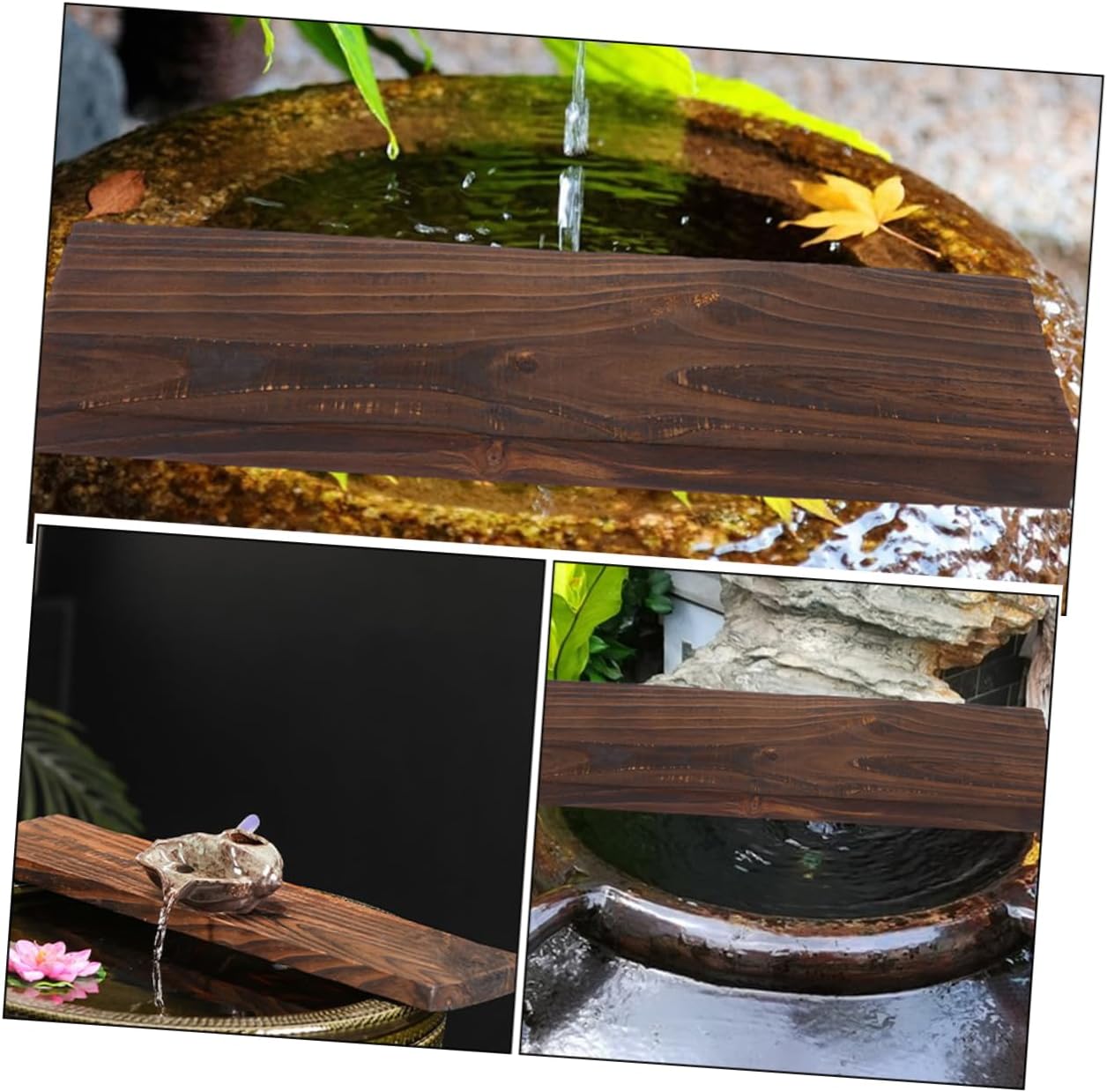 HANABASS Aquarium Fountain Plate Decor Plank for Garden Water Features Rustic Aesthetic for Fish Tanks Versatile Aquatic Decor for Use