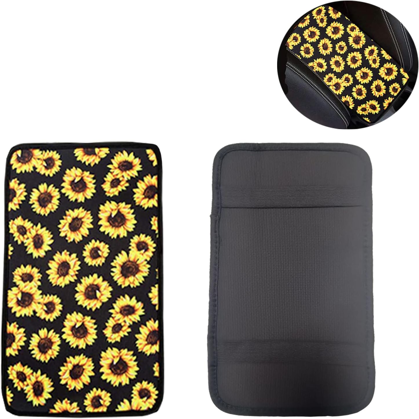 10PCS Sunflower Accessories for Car Wheel Cover,2PCS Front Seat Covers Sunflower Gifts for Women,Pattern Center Pad,Cup Holder Coaster Keyring Car Vent Coaster,Universal for Auto Truck SUV
