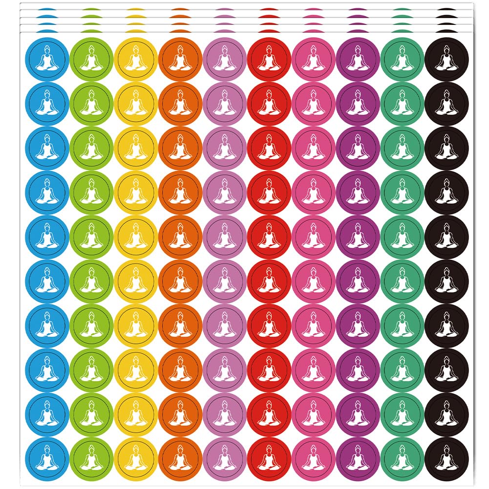 PRESSINART 500Pcs 5 Sheets Yoga Planner Stickers Mini Icons Round 0.5 Inch