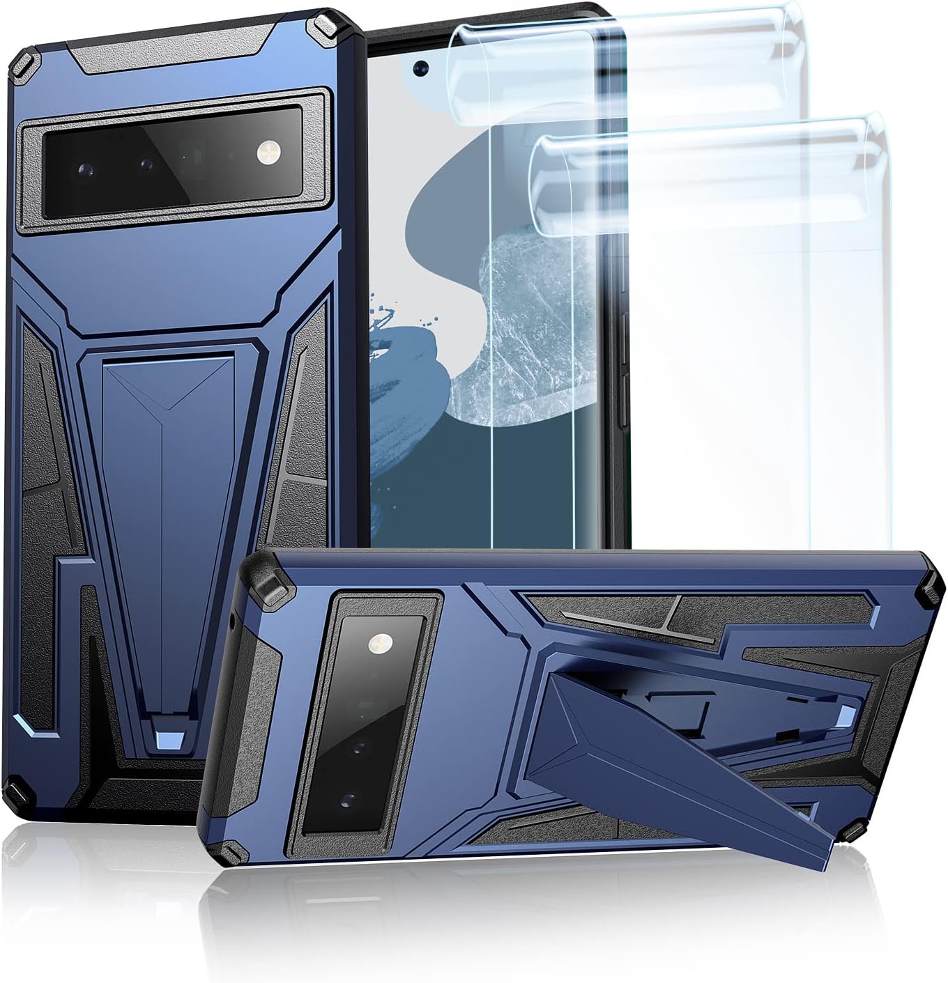 for Google Pixel 6 Pro Case: Built in Kickstand Military Grade Protective Shockproof Armor Protection Cover for Pixel 6 Pro - Blue