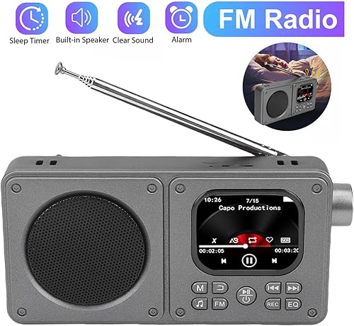 Miniatura 8 de VBESTLIFE Radio de video AM FM con pantalla de 2.01 pulgadas con altavoz Bluetooth, radio digital recargable de onda corta MP3 reproductor MP4,