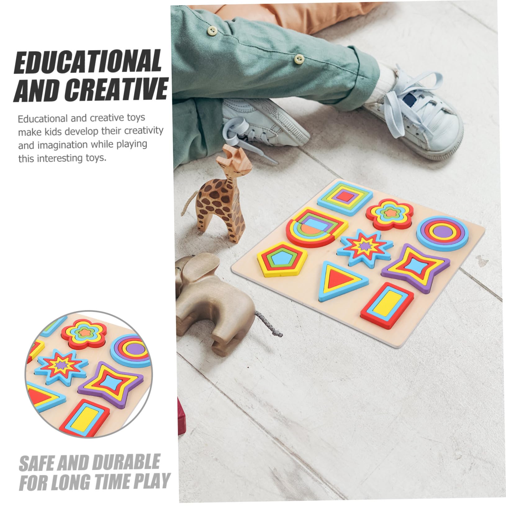 Rompecabezas de Formas Geométricas de Madera 1 Juego Educativo