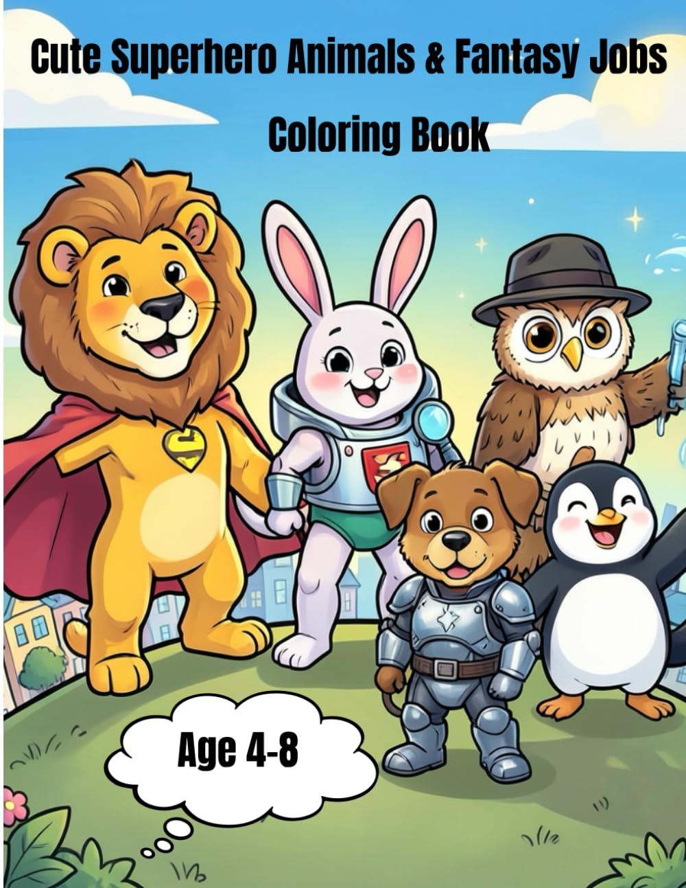 Cute Superhero Animals & Fantasy Jobs Coloring Book for Kids