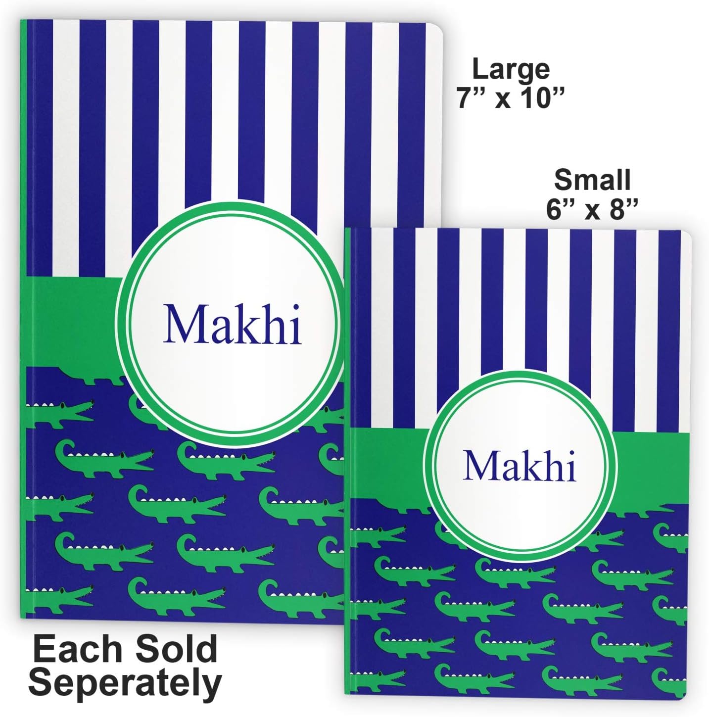 Personalized Alligators & Stripes Softbound Notebook - 7.25" x 10"