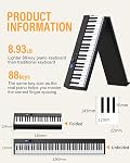 KONIX clavier pliable pour piano, 88 Key Full Size semi-pondéré Piano clavier, Bluetooth Portable Piano de clavier électronique avec support de partition, Sustain Pedal et sac de piano, noir