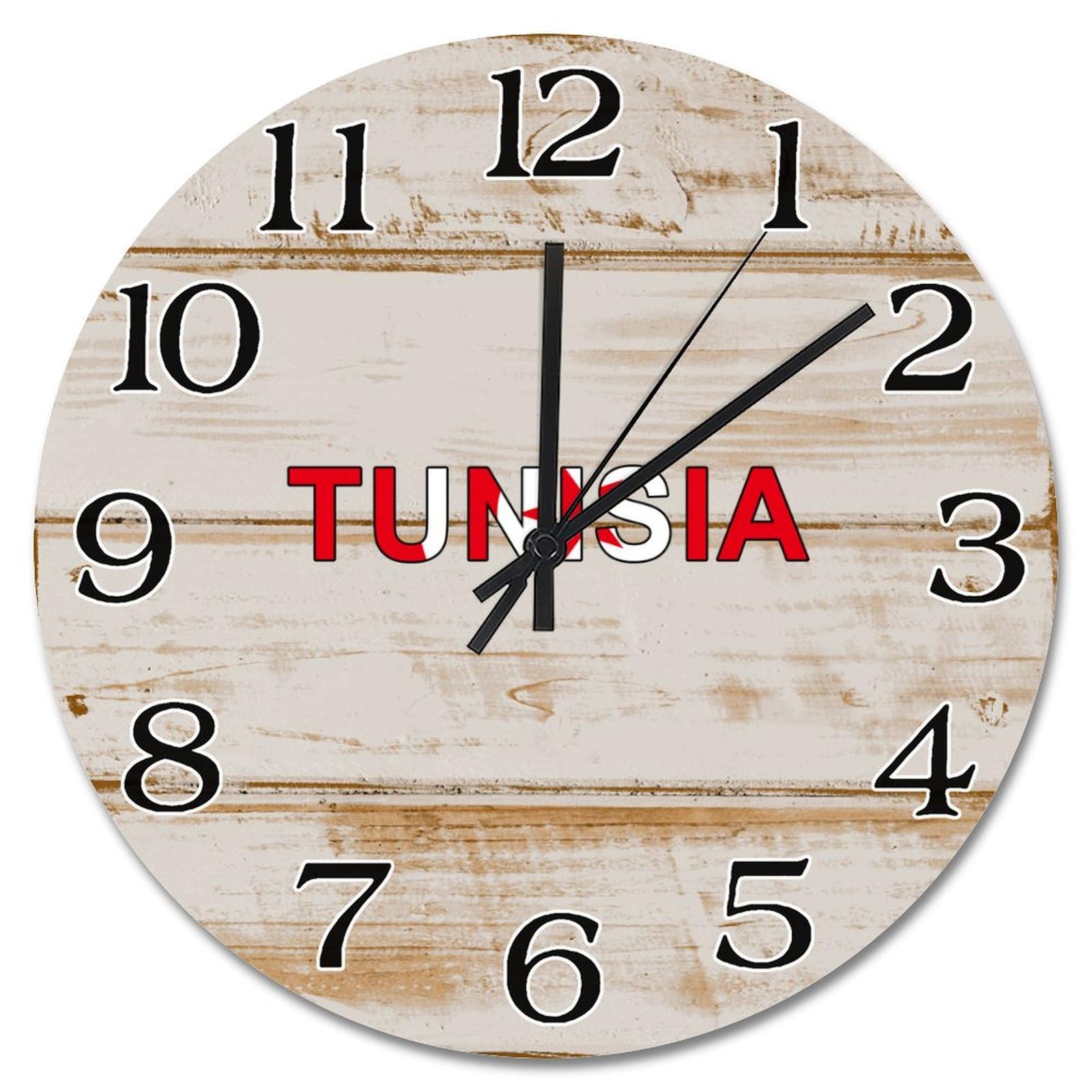Horloge en bois Tunisie pour déco de ferme et chambre sans bruit