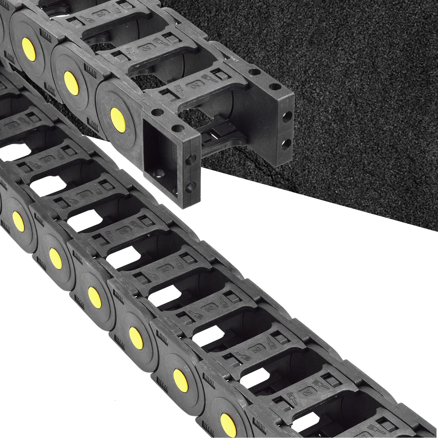 Kunststoff-Schleppketten-Kabelträger offener Typ mit Endverbindern R75 30 x 50mm L1000mm für elektrische CNC-Fräsmaschinen