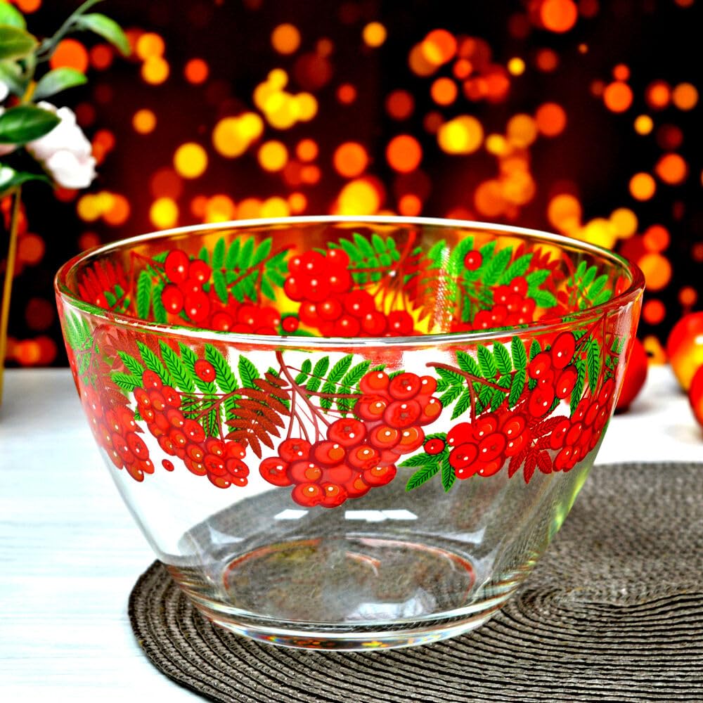Glas-Servierschüssel-Set, 2 Stück, 670 ml und 1,4 l, große Salatschüssel, Rührschüssel zum Kochen, Vorbereiten, Glas-Obstschale, tiefe Schüssel für Küche, mikrowellen- und spülmaschinenfest, (Ashberry