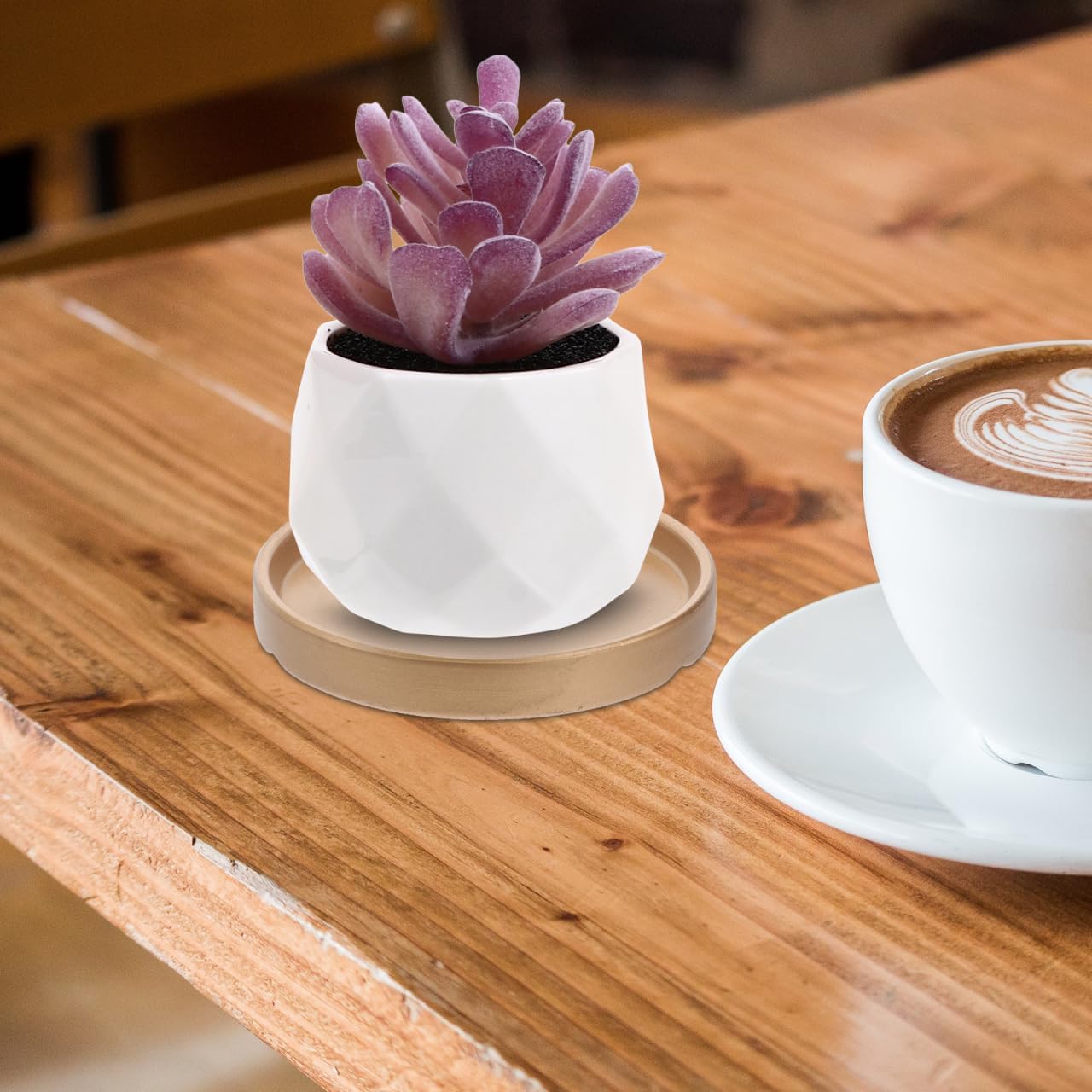 DOITOOL Ceramic Flower Pot Tray 4.5 Inch Square Plant Saucer for Indoor and Outdoor Use Durable Cement Material Plant Water Drip Tray 4.5X4.5X0.6 Inch - Image 8