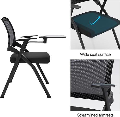 Miniatura 5 de 2 Pcs Office Folding Chair with Writing Desk, Mesh Guest Reception Chair, Portable Backrest Office Chair for Office, Training, Meeting(Orange)