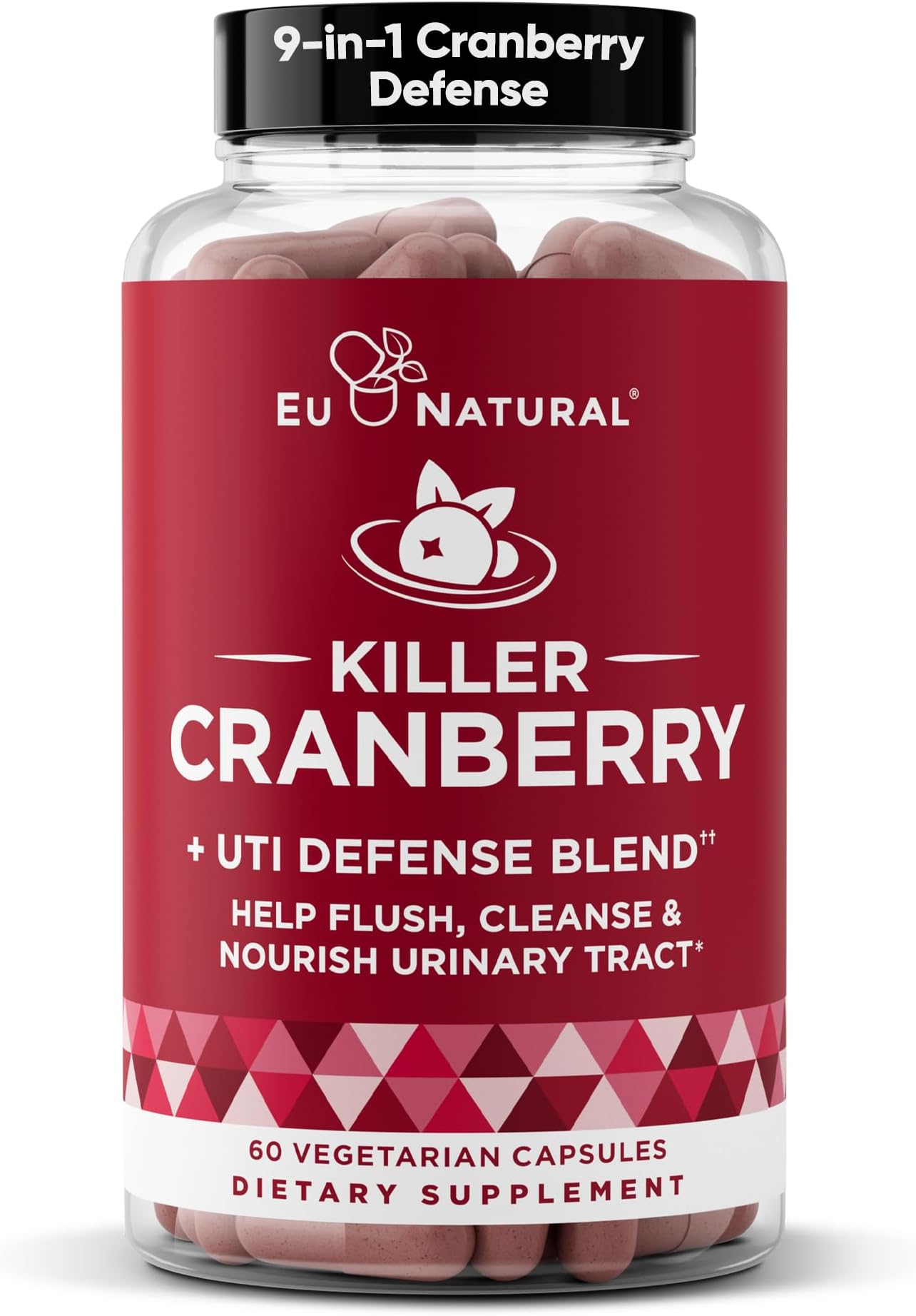 9-In-1 Killer Cranberry Pills for Women – UTI Defense Blend with Clinically Studied Ingredients – 9 Extract Urinary Tract Supplement – Pine Bark, Propolis, Vitamin D & More – 60 Fast-Acting Capsules