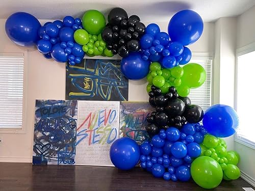 Miniatura 6 de Bonropin Kit de arco de guirnalda de globos de color verde lima, 140 unidades, 5101218 pulgadas, látex mate, diferentes tamaños, como decoración de