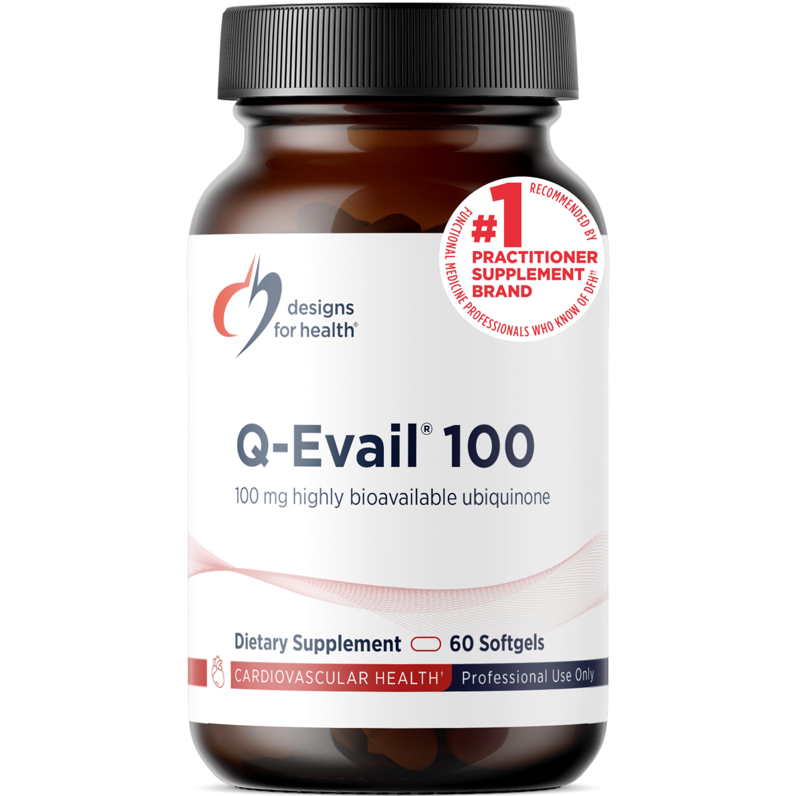 Q-Evail 100-100mg CoQ10 Highly Bioavailable Ubiquinone - Coenzyme Q10 with MCT + Mixed Tocopherols to Promote Superior Absorption - Non-GMO (60 Softgels)