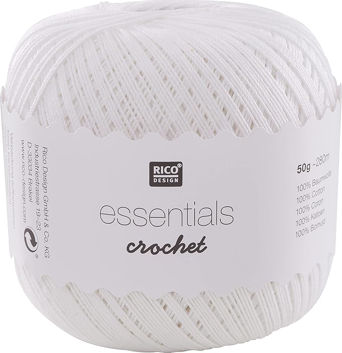 Rico Design Essentials Crochet, 100% Baumwolle, Weiß Rico Design Essentials Crochet, 100% Baumwolle, Weiß
