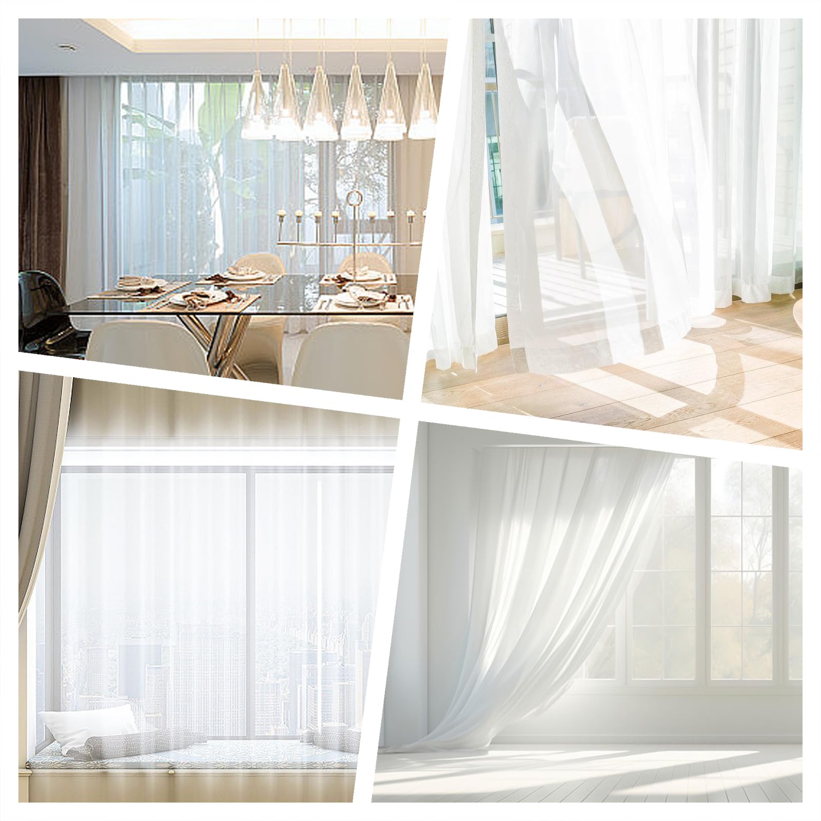 SUNOYA Outdoorvorhänge Transparent, 2 Stück Outdoor Vorhang Wetterfest, Balkon Vorhang mit ösen, Outdoor Gardinen, H213cm x B132 cm, Vorhang Weiß für Balkon Terrasse Wasserdicht Sichtschutz
