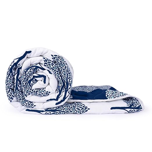 Divine Casa 120 GSM Super Soft Microfiber Geometric Winter Single Comforter/Duvet/AC Blanket/Quilt 230 x 140 cm- Blue