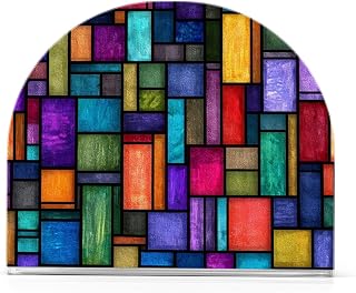 Colorful Stained Glass Print Napkin Holder Acrylic Vertical Napkins Dispenser Cocktail Napkin Holders for Paper Napkins Bar Kitchen Table