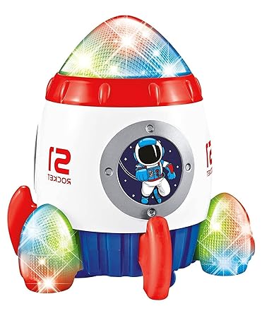 Toyshine Space Rocket Musical Toy with Flashing Lights and Rotation Feature, Toy for 2-5 Year of Old Boy Girl Birthday Present