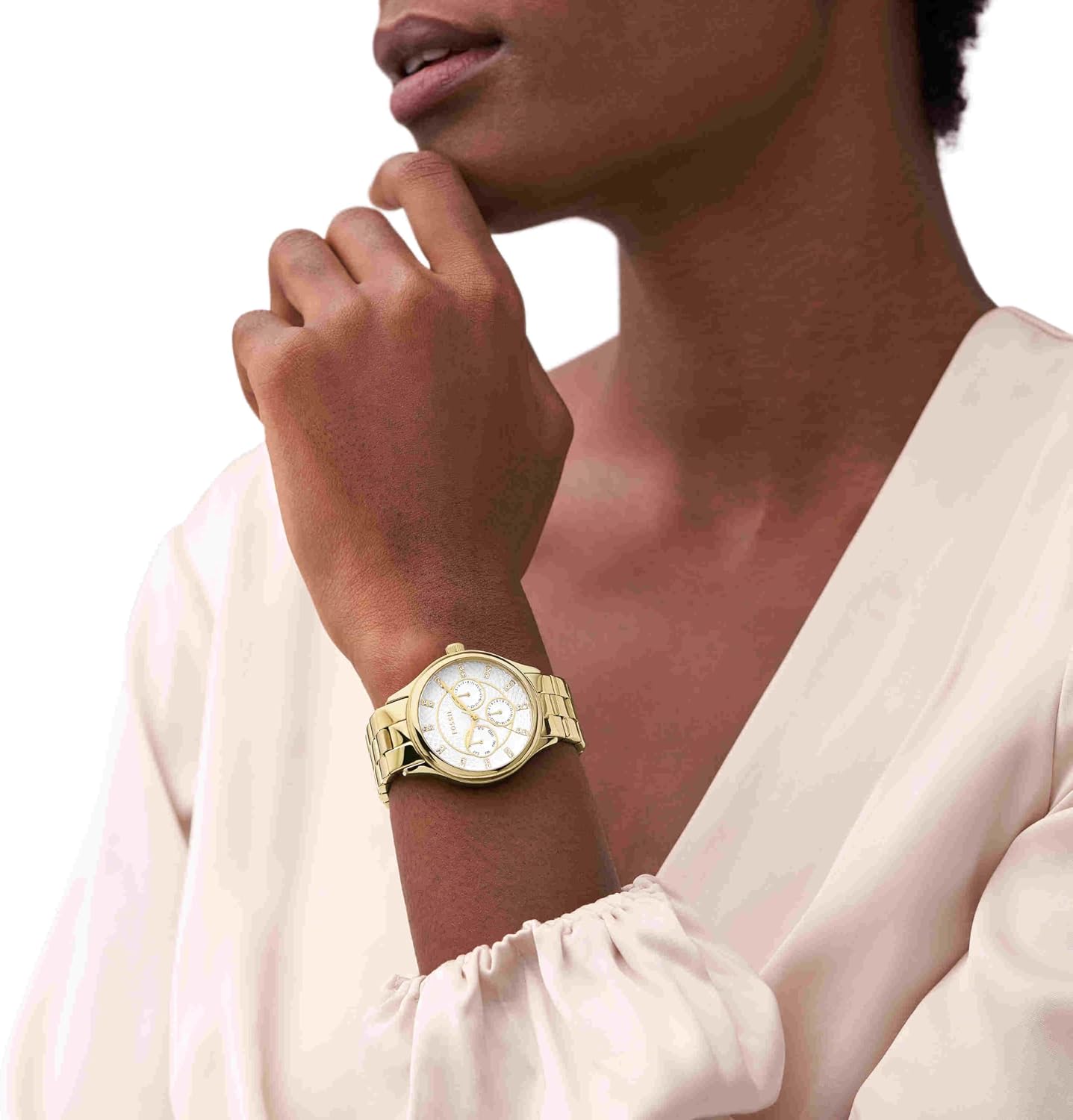 Modern Sophisticate Multifunction Gold-Tone Stainless Steel Watch
